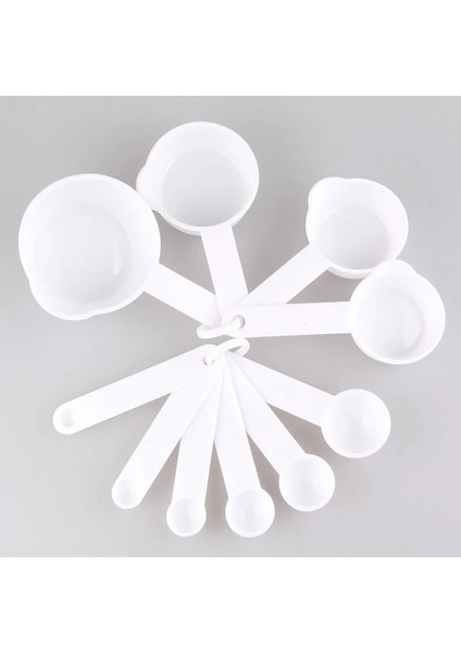 10 Adet Beyaz Set Stili Çok Amaçlı Kaşıklarbardak Ölçüm Aletleri Pp Pişirme Aksesuarları Paslanmaz Çelikplastik Saplı Mutfak Aletleri (Yurt Dışından)