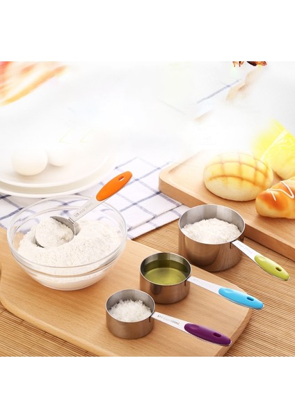 Çok Paslanmaz Çelik Ölçme Bardakları ve Kaşıkları Dayanıklı Mutfak Pişirme Pişirme Silikon Kulplu Ölçme Aletleri (Yurt Dışından) fiyatları