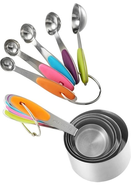 Çok Paslanmaz Çelik Ölçme Bardakları ve Kaşıkları Dayanıklı Mutfak Pişirme Pişirme Silikon Kulplu Ölçme Aletleri (Yurt Dışından) modelleri