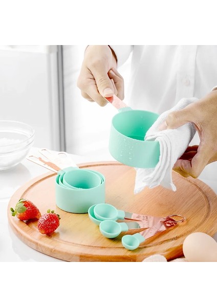 Küçük B7 Stili 4 Adetset Gül Altın Ölçme Kaşığı Seti Ölçekli Dayanıklı Paslanmaz Çelik Saplı Ölçme Bardakları Pişirme Için Ölçme Aletleri Seti (Yurt Dışından) indirimleri