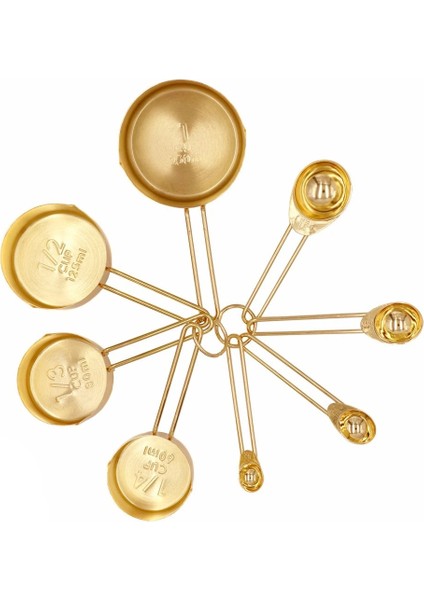 Altın Tarzı Altın Ölçü Kapları Ölçü Kaşık Seti Paslanmaz Çelik 8 Adet Kuru ve Sıvı Malzemeler Pişirme Gereçleri (Yurt Dışından)