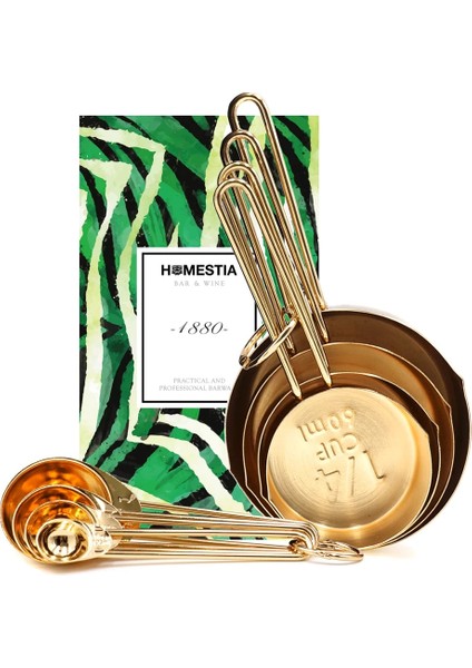 Altın Tarzı Altın Ölçü Kapları Ölçü Kaşık Seti Paslanmaz Çelik 8 Adet Kuru ve Sıvı Malzemeler Pişirme Gereçleri (Yurt Dışından) modelleri