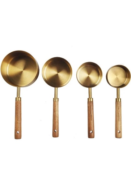 4 Adet Büyük Stil Ölçme Kaşığı Seti Ahşap Saplı Paslanmaz Çelik Ölçme Bardakları Kaşık Pişirme Araçları Kahve Barmenlik Ölçeği Mutfak Aksesuarları (Yurt Dışından)