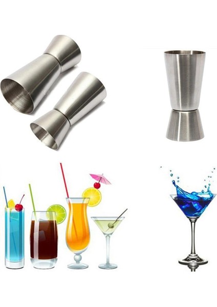25ML 50ML Bar Paslanmaz Çelik Kokteyl Çok Amaçlı Çift Ölçme Fincan Mini Silver Shot (Yurt Dışından)