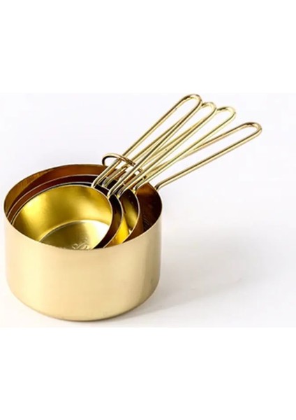4 Adet Büyük Altın Tarzı Paslanmaz Çelik Ölçme Kaşığı Bardak Seti Pişirme Çay Kahve Kaşığı Un Sıvı Ölçme Aracı Pişirme Mutfak Aksesuarları Gadget (Yurt Dışından)