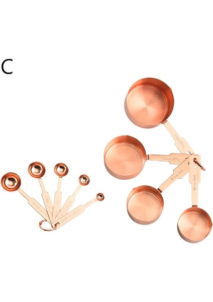 C Stili Adet Paslanmaz Çelik Ölçme Kaşığı Bardak Seti Pişirme Çay Kahve Kaşık Ölçü Aletleri Mutfak Aksesuarları (Yurt Dışından)