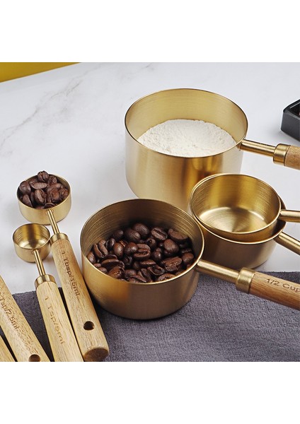 4 Adet Küçük Stil Ölçme Kaşığı Seti Ahşap Saplı Paslanmaz Çelik Ölçme Bardakları Kaşık Pişirme Araçları Kahve Barmenlik Ölçeği Mutfak Aksesuarları (Yurt Dışından) fiyatları