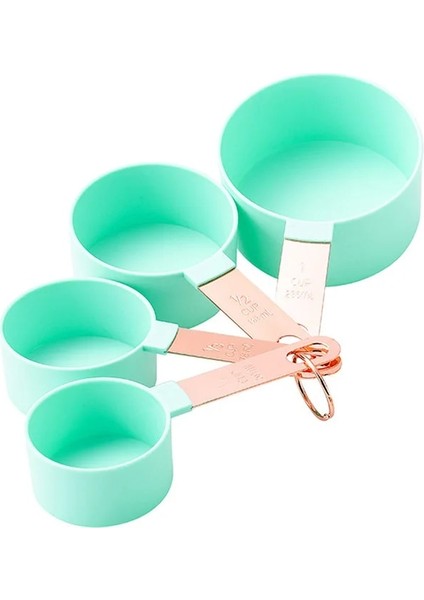 Büyük A1 Stili 4 Adetset Gül Altın Ölçme Kaşığı Seti Ölçekli Dayanıklı Paslanmaz Çelik Saplı Ölçme Bardakları Pişirme Için Ölçme Aletleri Seti (Yurt Dışından)