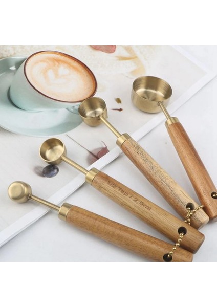 Bir Stil Ölçme Kaşığı Seti Ahşap Saplı Paslanmaz Çelik Ölçme Kepçesi Pişirme Aracı Kiti Mutfak Aksesuarları (Yurt Dışından) fiyatları