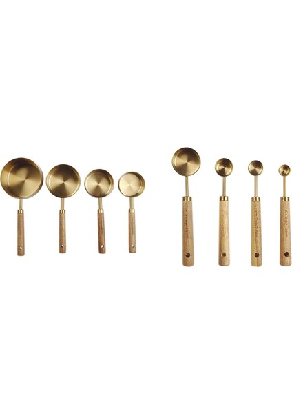 Bir Stil Ölçme Kaşığı Seti Ahşap Saplı Paslanmaz Çelik Ölçme Kepçesi Pişirme Aracı Kiti Mutfak Aksesuarları (Yurt Dışından) modelleri