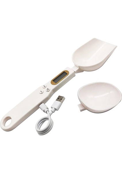 Beyaz Stil USB Şarj Ölçme Kaşığı Gram Ölçekler Elektronik Dijital Gramera Toz Un Mutfak Aleti Için Boyutlu Tartı (Yurt Dışından)