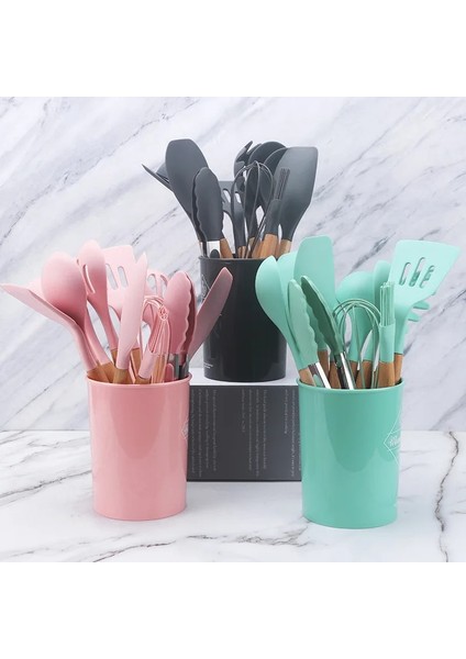 5 Adet Pembe Stil Silikon Yapışmaz Pişirme Gereçleri Seti Alet Mutfak Gereçleri Spatula Kepçe Kürek Yumurta Greak Kaşık Çorba Isıya Dayanıklı Tutucu (Yurt Dışından)
