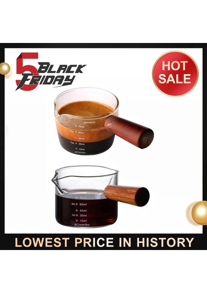 80ML Tarzı 75ML Ahşap Saplı Kahve Fincanı Çift Uçlu Isıya Dayanıklı Cam Ölçekli Ölçme Fincan Küçük Süt Fincan Espresso Ons Fincan (Yurt Dışından) fırsatları