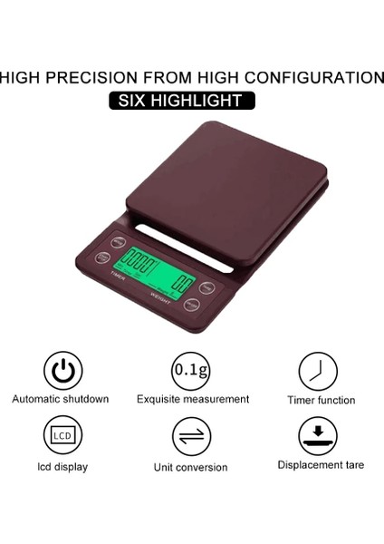 Siyah 5kg 0.1g Tarzı 3kg.1g 5kg.1g Zamanlayıcılı Damla Kahve Tartısı Taşınabilir Elektronik Dijital Mutfak Yüksek Hassasiyetli LCD Ekran Elektronik Tartı (Yurt Dışından) fırsatları