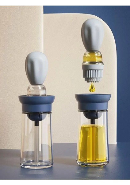 Mavi Stil 150ML Mutfak Yağ Şişesi Silikon Cam Yağ Kabı Fırçalı Barbekü Sprey Şişesi Yağ Dağıtıcı Mutfak Pişirme Barbekü Için (Yurt Dışından)