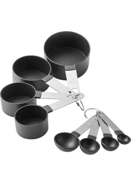 Siyah 8'li Set Stili Diğer Ölçek Ölçme Kaşığı Mutfak Paslanmaz Çelik Ölçüm Seti Alet ve Aksesuarları Pişirme Aksesuarları Aletler Attrezzi Da Cucina (Yurt Dışından)