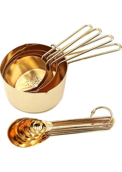 Gül Altın Tarzı 8 Adet Paslanmaz Çelik Ölçme Kaşığı Seti Gül Altın Ölçme Fincanları Mutfak Aksesuarları Pişirme Çay Kahve Kaşığı Ölçme Araçları (Yurt Dışından) fırsatları