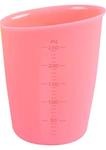 Pembe Tarzı 250ML Yarı Geçirgen Çift Ölçekli Ölçme Fincan Mutfak Aksesuarları Pişirme Araçları Kupa Gadget Doğru Silikon Gıda Sınıfı Görsel (Yurt Dışından)