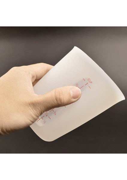 Pembe Tarzı 250ML Yarı Geçirgen Çift Ölçekli Ölçme Fincan Mutfak Aksesuarları Pişirme Araçları Kupa Gadget Doğru Silikon Gıda Sınıfı Görsel (Yurt Dışından)