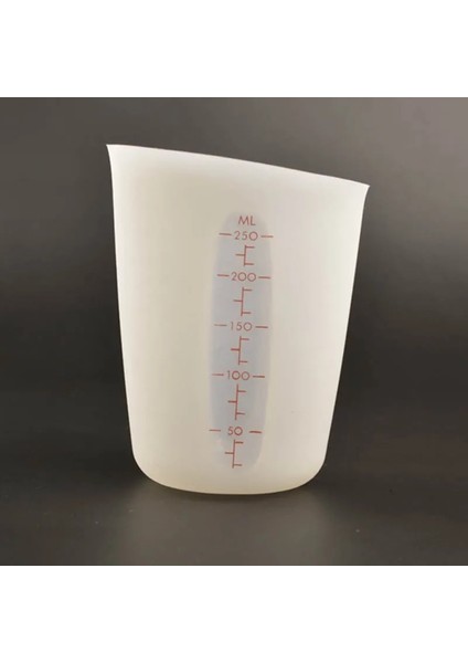 Pembe Tarzı 250ML Yarı Geçirgen Çift Ölçekli Ölçme Fincan Mutfak Aksesuarları Pişirme Araçları Kupa Gadget Doğru Silikon Gıda Sınıfı Görsel (Yurt Dışından)