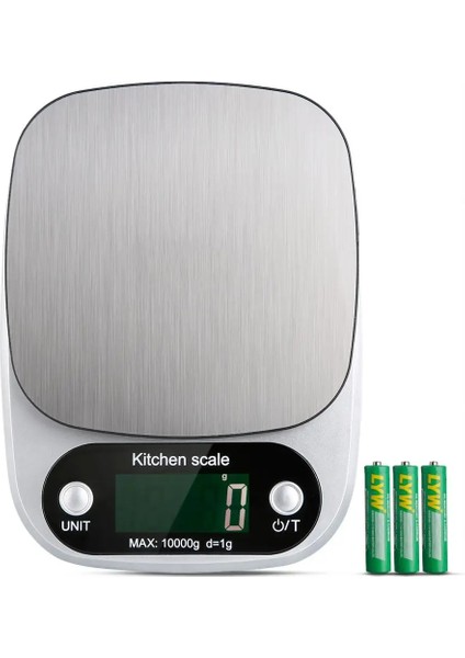Gri Tarzı Ev 10KG Paslanmaz Çelik Dijital Mutfak Terazisi Gıda Tartı LCD Ekranlı (Yurt Dışından)