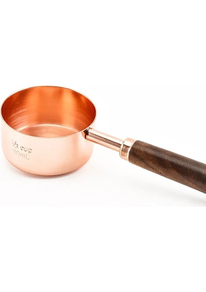 4'lü Kaşık Stili Bakır Ölçme Fincan ve Kaşık 8'li Istiflenebilir Set, Rose Gold, Bakır Kaplama En Li Paslanmaz Çelik, Saten + Ayna Cilası. (Yurt Dışından)