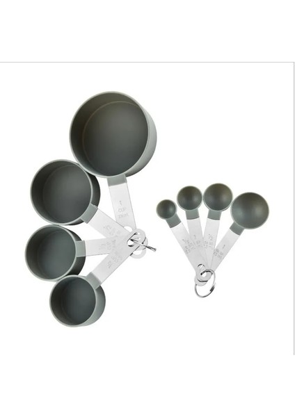 8 Adet Gri Stil Dayanıklı Ölçme Kaşık Seti Ölçme Fincanları Seti Çay Kahve Ölçme Aletleri Sıvı Un Pişirme Pişirme Mutfak Aksesuarları (Yurt Dışından)