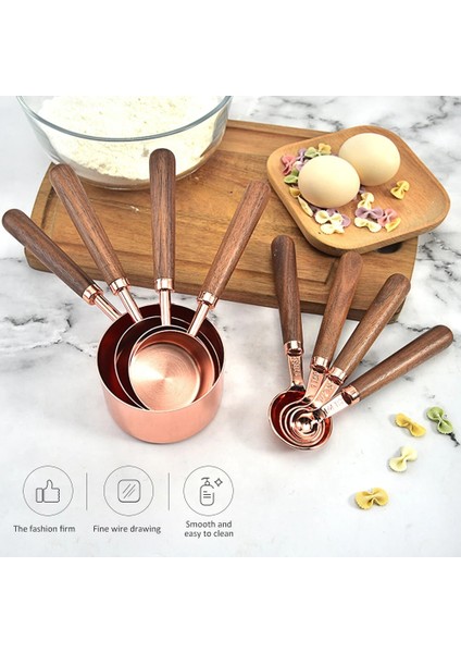 Gül Altın Tarzı Mutfak Paslanmaz Çelik Ölçme Fincan Bakır Kaplama Gül Altın Pişirme Ölçme Fincanları Kaşık Pişirme Aletleri Seti (Yurt Dışından) fiyatları