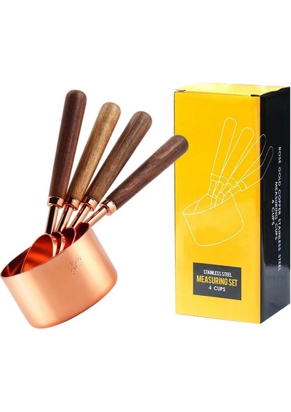 8 Adet Stil Ceviz Ahşap Sap Paslanmaz Çelik Gram Ölçme Fincanları Kaşık Kaplama Bakır Gül Altın Mutfak Pişirme Terazisi Ölçme Kaşığı Seti (Yurt Dışından) fırsatları