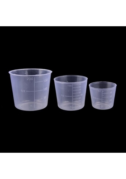 3 Adet 200-100-50ML Stili 1-Ml Plastik Dereceli Ölçü Kabı Sıvı Kabı Epoksi Reçine Silikon Yapma Aleti Şeffaf Karıştırma Kabı (Yurt Dışından)