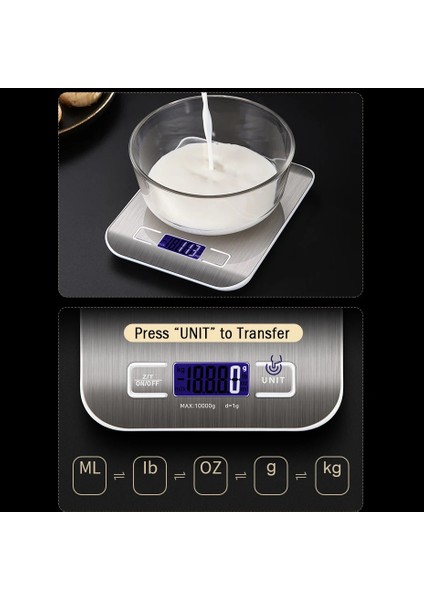 Siyah Çerçeve Stili 5kg Mutfak Dijital Tartı LCD Ekran 304 Paslanmaz Çelik 5kgkg Çok Fonksiyonlu Gıda Dengesi Ölçme Gram Ons Pişirme Pişirme (Yurt Dışından) fırsatları