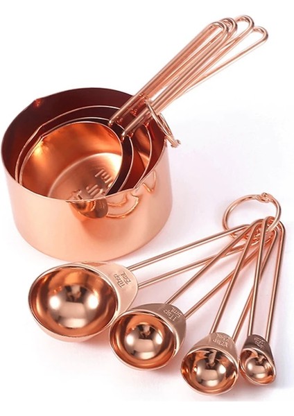 Çikolata Tarzı Et Rose Gold Ölçme Kaşık Bardak Seti Retro Pişirme Ölçme Araçları Ölçekli Paslanmaz Çelik Mutfak Aksesuarları Aletler (Yurt Dışından)