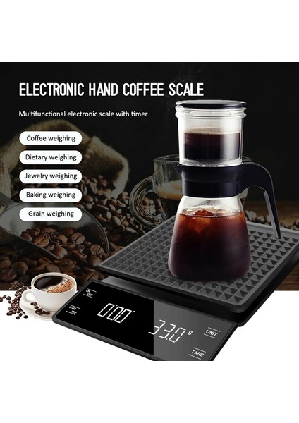 Damalı Tarzı 3kg Zamanlayıcılı Mutfak Terazileri Hassas Elektronik Terazi Kahve Tartısı Akıllı Dijital Denge Tartı Cafe Ev Yemekleri Pişirme Terazisi (Yurt Dışından) modelleri