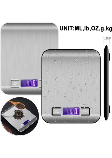 Siyah Çerçeve Stili 5kg Mutfak Dijital Tartı 5kgkg Çok Fonksiyonlu LCD Ekran 304 Paslanmaz Çelik Gıda Dengesi Ölçme Gram Ons Pişirme Pişirme (Yurt Dışından) fiyatları