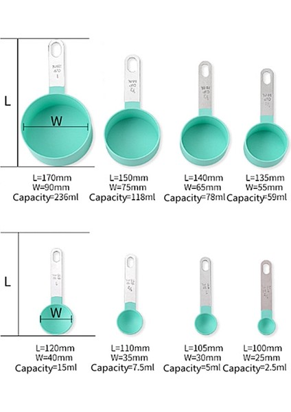 Mavi Stil Ölçme Kaşık Seti Ölçme Fincan Seti Çay Kahve Ölçme Aletleri Kiti Sıvı Un Pişirme Pişirme Mutfak Aksesuarları (Yurt Dışından) fiyatları
