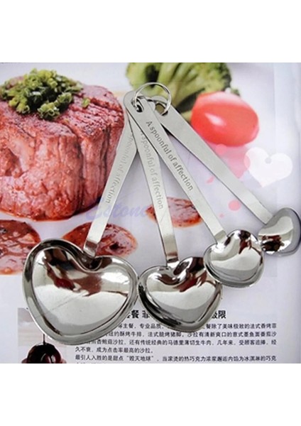 4 Adet Paslanmaz Çelik Kalp Şeklinde Ölçü Kaşık Pişirme Pişirme Fincan P0RE (Yurt Dışından)