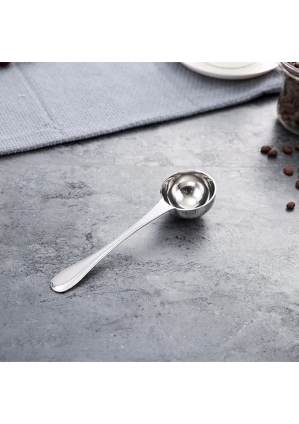02 25ML Tarzı 15G Paslanmaz Çelik Fasulye Kaşığı Kahve Kaşığı Entegre Kahve Tozu Ölçme Standart Kaşık Kahve Makinesi Bar Aksesuarı (Yurt Dışından)