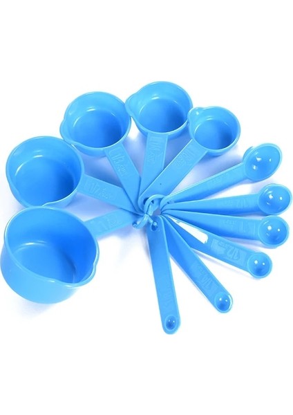 11 Adet Mavi Set Stili Mutfak Ölçü Kaşığı Siyah Plastik Çay Kaşığı Kepçe Ölçü Kaşığı Bardak Pişirme Aletleri Tartı Mutfak Ölçü Aleti (Yurt Dışından)
