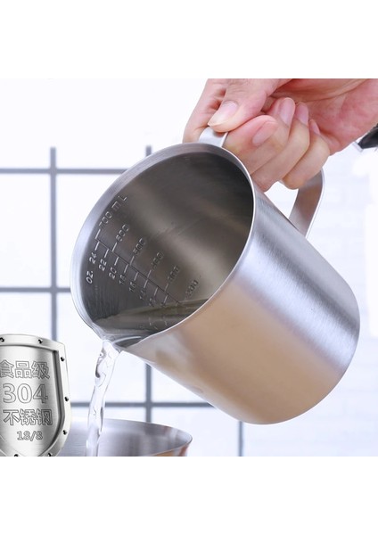 Açık Gri Tarzı 2000ML Ölçekli Kalın Paslanmaz Çelik Yumuşatma Kupası Lll 700ML 500ML Mutfak Pişirme Çayı Büyük Kapasiteli Ölçüm (Yurt Dışından) modelleri