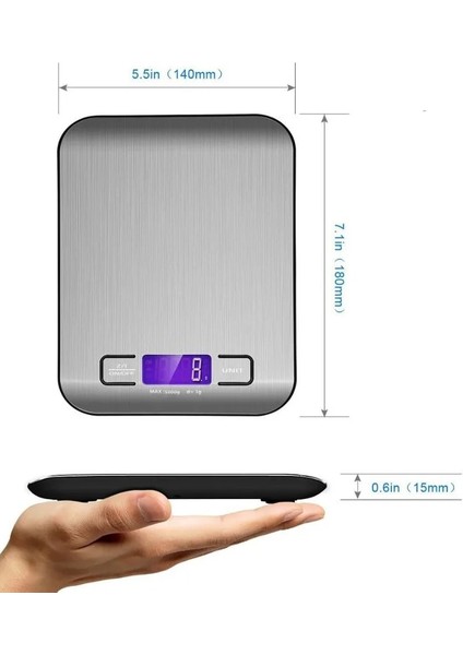 5kg Paslanmaz Çelik 5000GG 5kg Gıda Diyet Posta Elektronik Mutfak Terazileri Dijital Denge Ölçme Tartı (Yurt Dışından) fırsatları