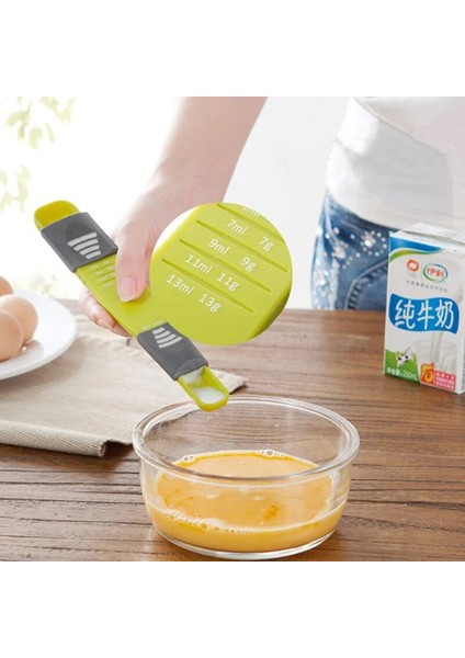 Yeşil Stil Kaşık Taşınabilir Ayarlanabilir Kantitatif Kaşık Kolay Pişirme Aracı Mutfak Yardımcısı Süt ve Toz Kaşık Ölçek Ölçme (Yurt Dışından) fiyatları