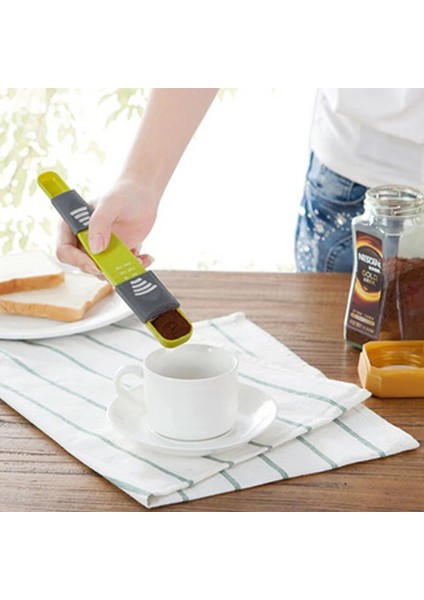 Yeşil Stil Kaşık Taşınabilir Ayarlanabilir Kantitatif Kaşık Kolay Pişirme Aracı Mutfak Yardımcısı Süt ve Toz Kaşık Ölçek Ölçme (Yurt Dışından) modelleri