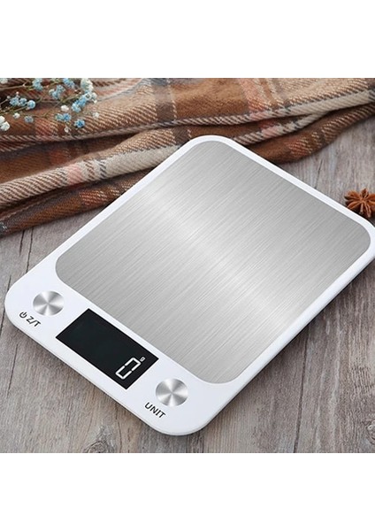 Beyaz Stil 10KG 1g 5kgkg Gıda Mutfak Terazisi Çok Fonksiyonlu Dijital LCD Ekran Paslanmaz Çelik Pişirme Araçları Yüksek Hassasiyetli Terazi Elektronik (Yurt Dışından)