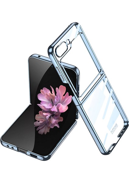 Galaxy Z Flip 6 Kılıf Zore Full Camlı Kıpta Kapak-Mavi