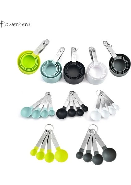 Kaşık Kırmızı Stil Plastik Ölçme Kaşığı Paslanmaz Çelik Sap Ölçme Fincanı Ölçme Aleti, Ölçekli Pişirme Aletleri (Yurt Dışından) fırsatları