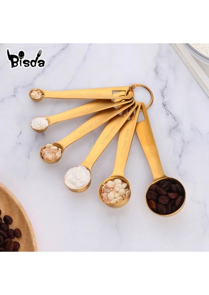 B Gökkuşağı No.0 Stili 6 Adet Ölçme Kaşığı Set Çay Kaşığı Kahve Şeker Kaşık Kek Pişirme Altın Ölçme Fincanları Mutfak Ölçme Kaşıkları Pişirme Araçları (Yurt Dışından) fiyatları