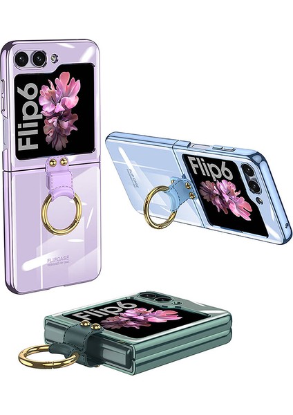 Galaxy Z Flip 6 Kılıf Zore Yüzüklü Kıpta Kapak-Siyah