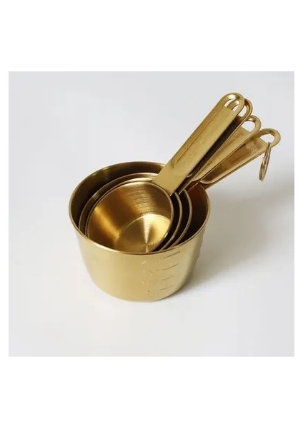 Altın Tarzı 4 Adet Paslanmaz Çelik Ölçme Fincan Ölçme Kaşığı Pişirme Pasta Araçları Kek Araçları (Yurt Dışından)