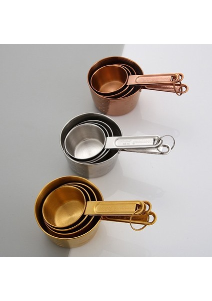 Altın Tarzı 4 Adet Paslanmaz Çelik Ölçme Fincan Ölçme Kaşığı Pişirme Pasta Araçları Kek Araçları (Yurt Dışından) fiyatları