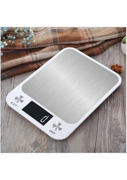 Beyaz Stil 5kg Dijital Mutfak Terazisi 5kgkg Paslanmaz Çelik Elektrikli Mutfak Gıda Ölçeği Yüksek Hassasiyetli Pişirme Ölçeği LCD Arkadan Aydınlatmalı Ekran (Yurt Dışından)